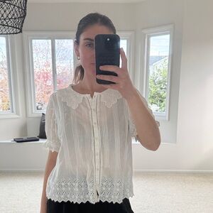 Gap x Doen Chic White Eyelet Blouse
